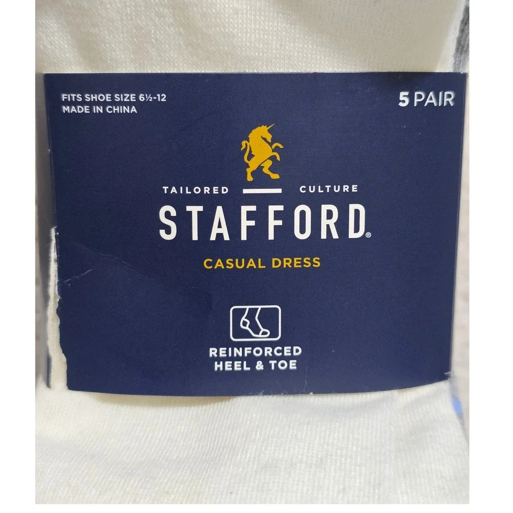 Stafford‎ Casual Dress Socks 5 Pair Assorted Patterns Men Shoe Size 6 1/2-12